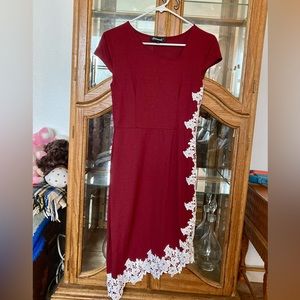Beautiful red, semi formal dress with lace